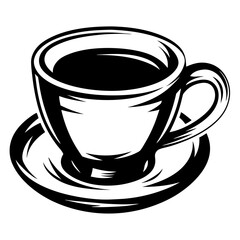 A Vintage Style Illustration of a Coffee Cup and Saucer