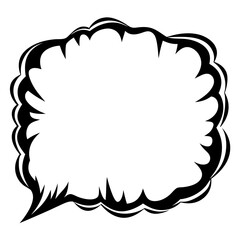 Comic Speech Bubble with Dramatic Outline Style Isolated on White