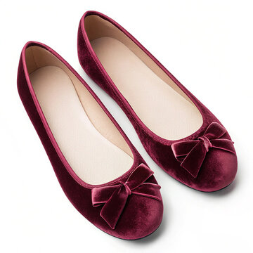 Velvet ballet flats bow pair