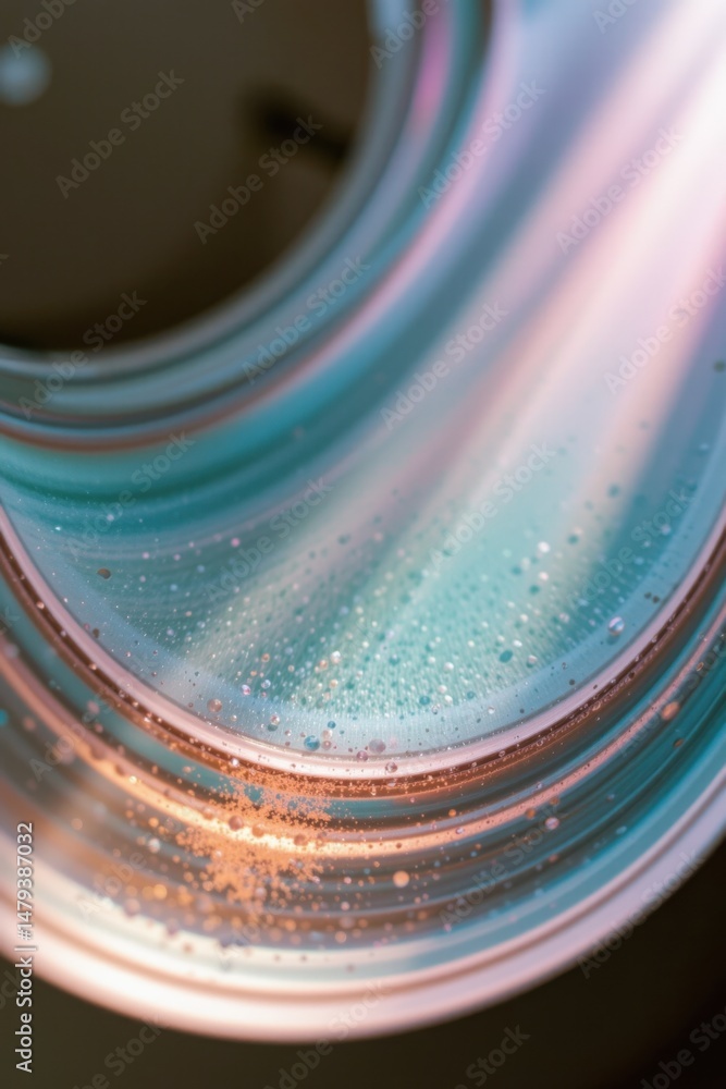 Poster abstract close up of shimme iridescent swirls and tiny bubbles creating a mesmerizing and surreal ma
