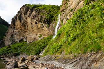 A small waterfall in the south of the island. South Sakhalin, Russia