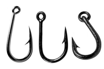 Fishing Hooks Collection On Transparent Background