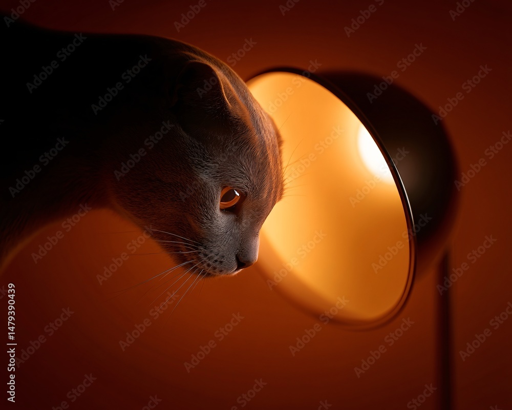Poster a cat gazes at its reflection in a mirror, the feline s curious expression conveying a moment of int