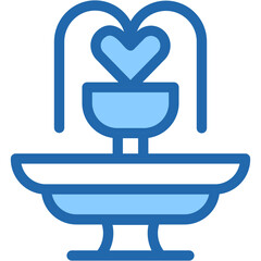 Vector Icon Fountain, Garden, Love And Romance, Water, Town