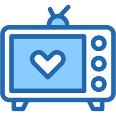 Vector Icon TV, Entertainment, Romantic Film, Technology, Love And Heart