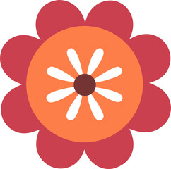 Retro Flower Icon PNG &ndash; Vintage Floral Symbol with Transparent Background, 70s Style Flower Illustration for Groovy Design