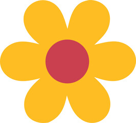 Retro Flower Icon PNG – Vintage Floral Symbol with Transparent Background, 70s Style Flower Illustration for Groovy Design