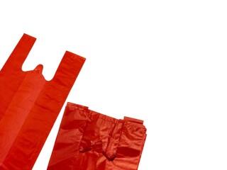 Vibrant Red Plastic Shopping Bags Isolated on a Clean White Background