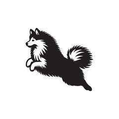 Elegant American Eskimo Dog Silhouette Vector – Graceful, fluffy-coated canine outline perfect for pet-themed designs, merchandise, digital art, decals, and breed-specific creative projects.

