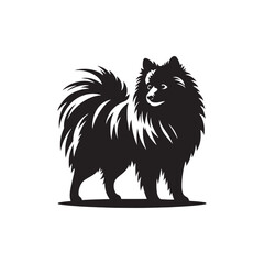 Elegant American Eskimo Dog Silhouette Vector – Graceful, fluffy-coated canine outline perfect for pet-themed designs, merchandise, digital art, decals, and breed-specific creative projects.
