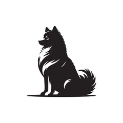 Elegant American Eskimo Dog Silhouette Vector – Graceful, fluffy-coated canine outline perfect for pet-themed designs, merchandise, digital art, decals, and breed-specific creative projects.
