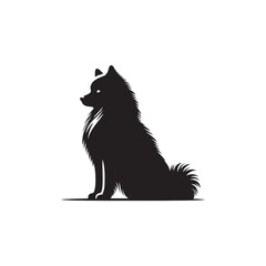 Elegant American Eskimo Dog Silhouette Vector – Graceful, fluffy-coated canine outline perfect for pet-themed designs, merchandise, digital art, decals, and breed-specific creative projects.
