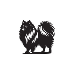 Elegant American Eskimo Dog Silhouette Vector – Graceful, fluffy-coated canine outline perfect for pet-themed designs, merchandise, digital art, decals, and breed-specific creative projects.

