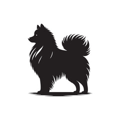 Elegant American Eskimo Dog Silhouette Vector – Graceful, fluffy-coated canine outline perfect for pet-themed designs, merchandise, digital art, decals, and breed-specific creative projects.
