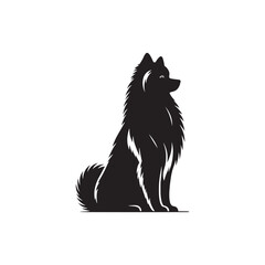 Elegant American Eskimo Dog Silhouette Vector – Graceful, fluffy-coated canine outline perfect for pet-themed designs, merchandise, digital art, decals, and breed-specific creative projects.

