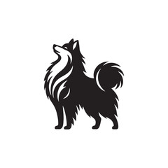 Elegant American Eskimo Dog Silhouette Vector – Graceful, fluffy-coated canine outline perfect for pet-themed designs, merchandise, digital art, decals, and breed-specific creative projects.
