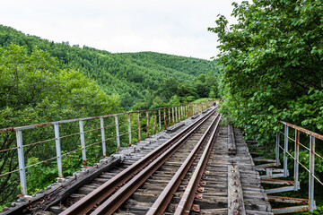 View of the Devil's Bridge. South Sakhalin, Russia