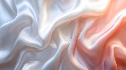 Fototapeta premium Elegant white and pink silk draped gracefully with a soft gradient from blush to white airy fabric