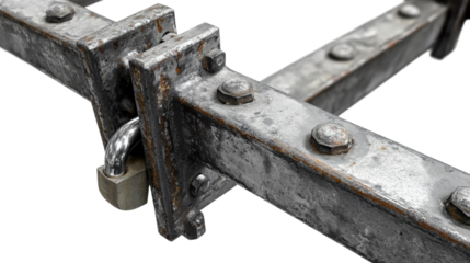 Rusty Metal Frame with Lock Mechanism
