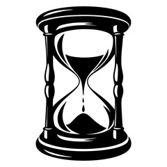 Elegant Black and White Hourglass Illustration Depicting the Passage of Time