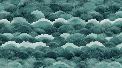 Obraz premium Teal Waves Abstract Art Design