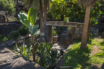 Earth Gate, Puerta de Tierra at old town of Garachico in garden Parque de la Puerta de Tierra