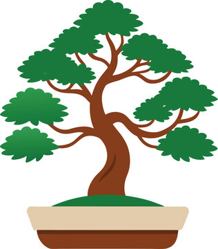 bonsai tree brown trunk green leaves clip art preview