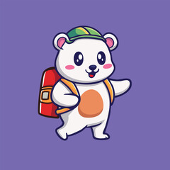 bear wearing a backpack on his back