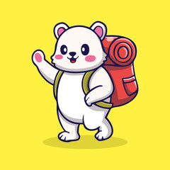 bear wearing a backpack on his back