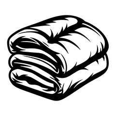 Monochrome Illustration of Neatly Folded Blanket in Elegant Style Vector Format