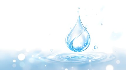 A dancing water droplet cartoon with sparkles around on a soft white background, clean and energetic