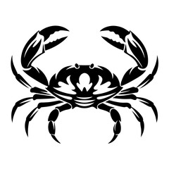 Bold Black and White Crab Illustration with Intricate Carapace Detailing