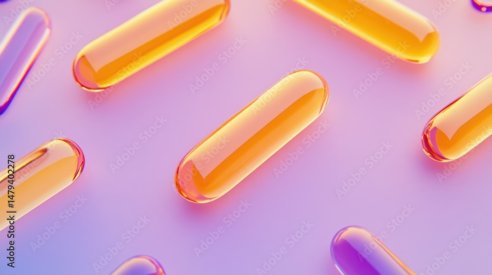 Poster abstract seamless pattern of translucent capsules on gradient background top down close up pharmaceu
