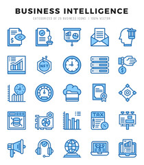 Set of Two Color Business Intelligence Icons. Two Color art icon. Vector illustration