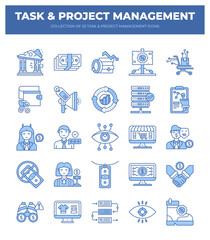 Fototapeta premium 25 Task & Project Management Icons. Streamline Your Workflow