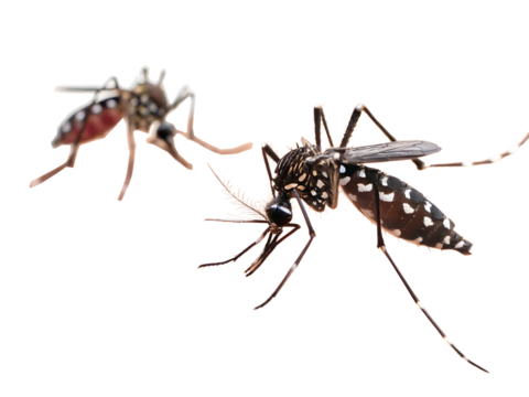 aedes aegypti mosquitoes on white background, PNG