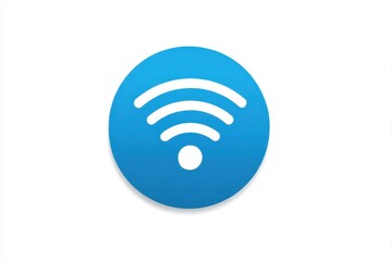 Blue circle with white wifi symbol in the center indicating wireless network connectivity icon design