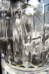 Ice cubes in a glass. Close up. Selective focus.