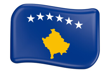 3D icon of Kosovo flag waving