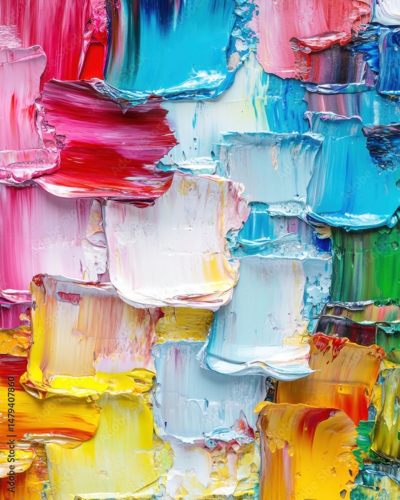 Aufkleber abstract close up of vibrant oil paint strokes creating a textured surface with a colorful artistic 