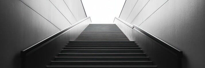 Monochromatic stairway ascending to luminescence, architectural composition