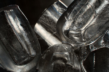 Ice cubes in a glass. Close up. Selective focus.