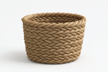 A stylish rope basket, meticulously crafted with a braided design, offers a unique storage solution with a natural, earthy aesthetic.