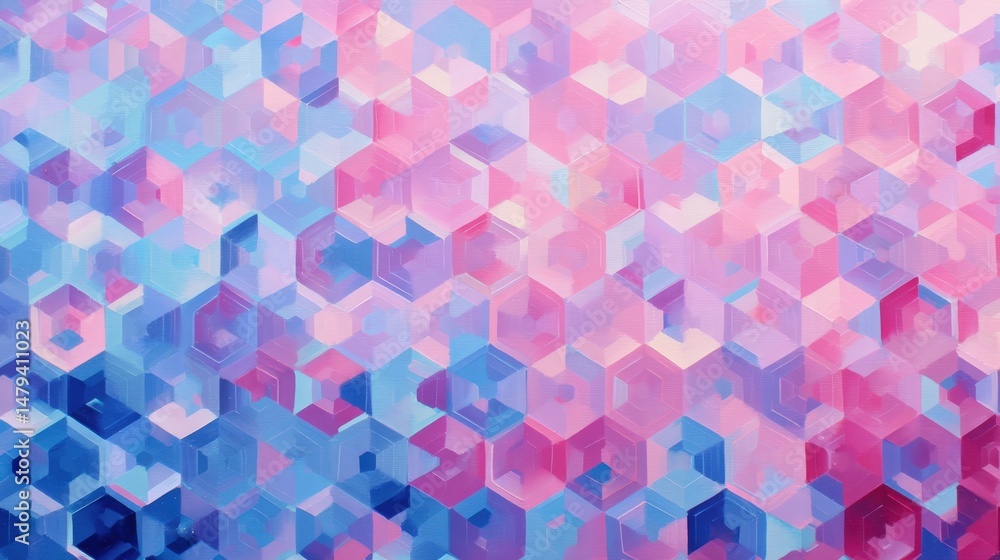 Poster abstract pink and blue hexagon pattern background texture for design projects