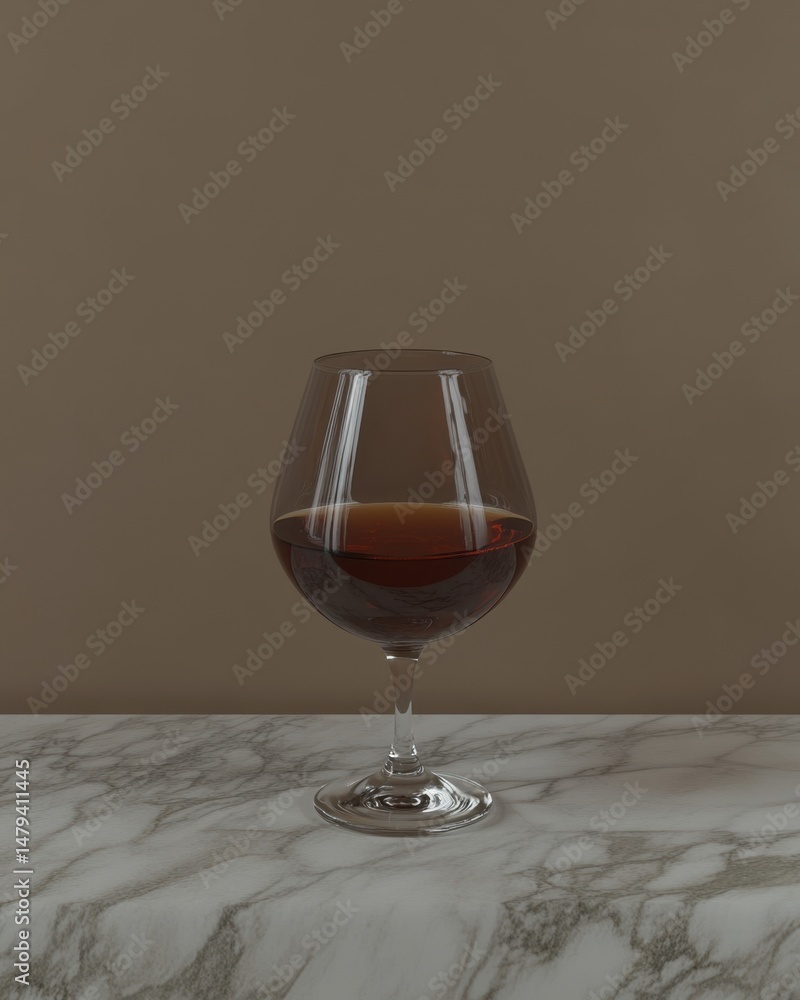 Poster elegant glass of red wine resting on marble surface in a minimalist setting studio shot neutral back