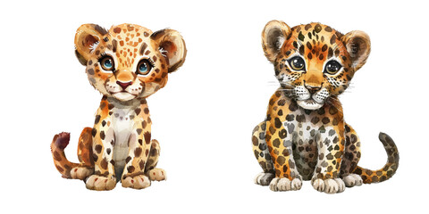 cute leopard watercolor vector illustration © Dar