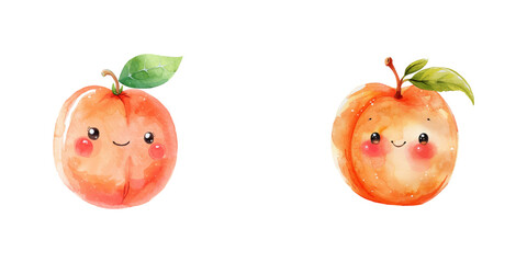 cute peach watercolor vector illustration