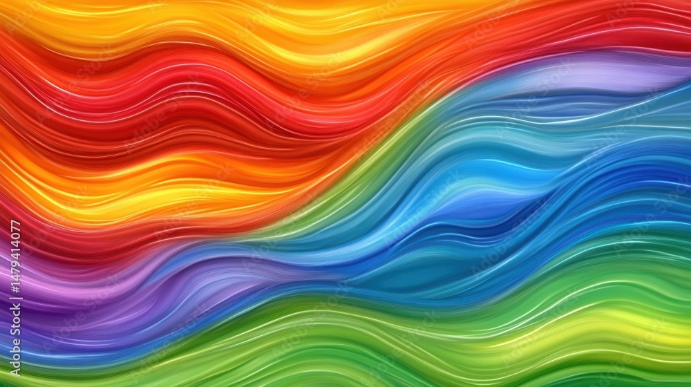 Poster abstract rainbow wave background art illustration with flowing lines and vibrant colors in a dynamic