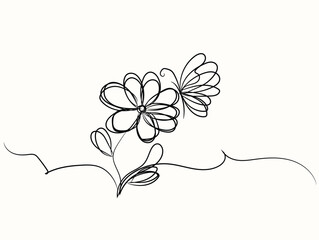 Abstract pink floral vector illustration with spring flowers and leaves for a beautiful nature-inspired design