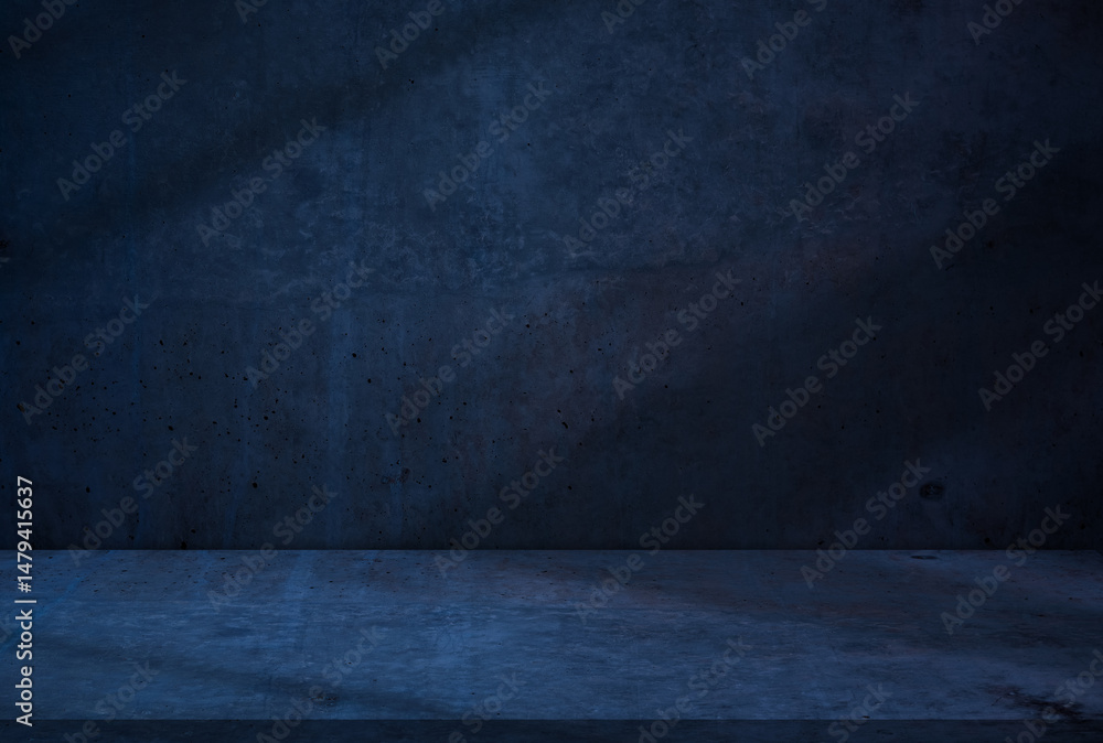 Aufkleber blue background.shadow and light effect on cement texture wall room and concrete floor,room studio s